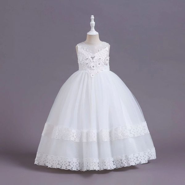 White dress dress for girls ages 6-9-162 - Image 2